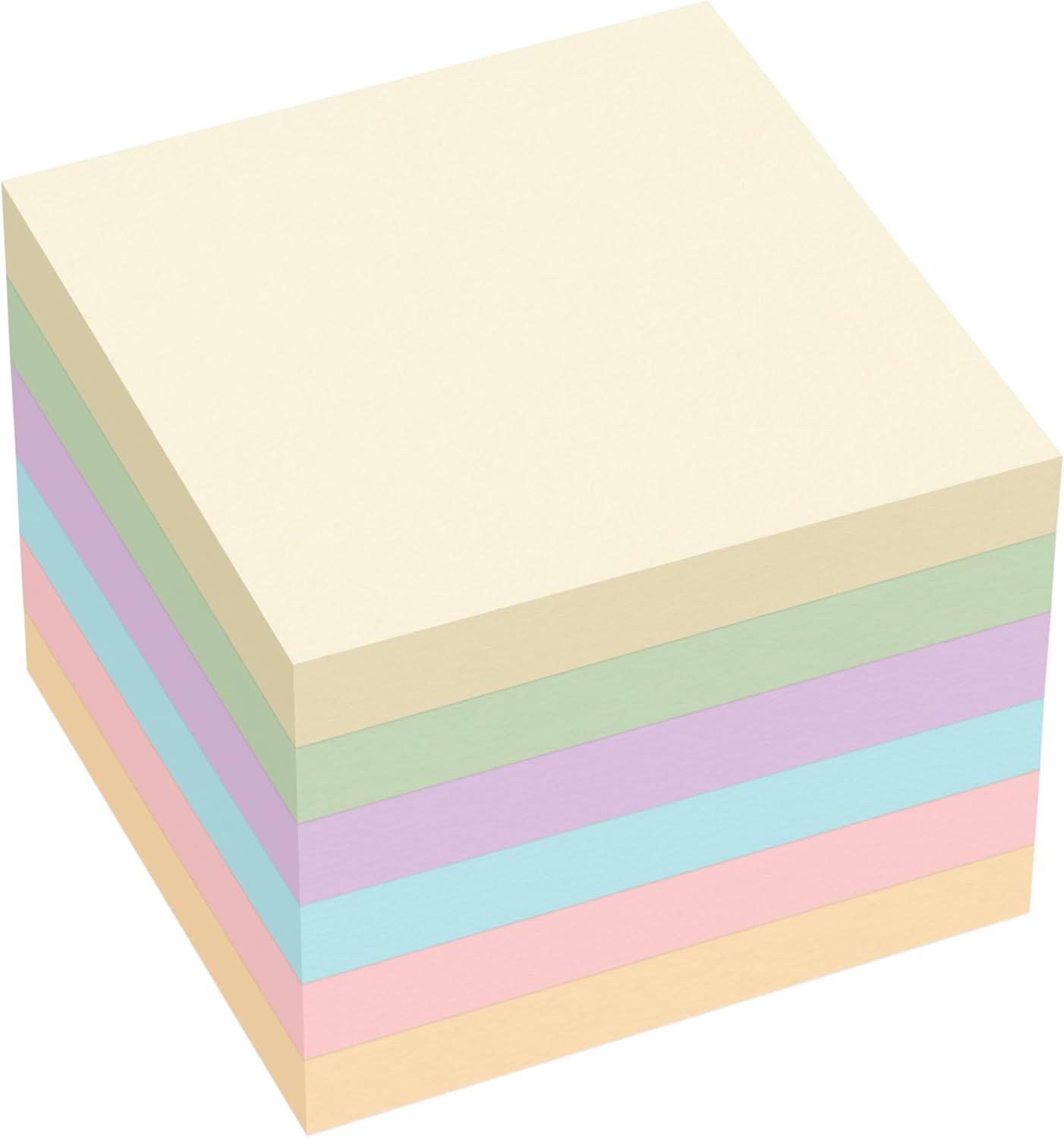 Super Sticky Notes, 600 Sheets Self-Sticking Notes for Walls Desktop Monitors and Fridge, Multi Use Sticky Notes in Pastel Colour for Organization and to Do Lists, 6 Pack 8