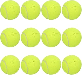 sourcing map 12 pelotas de tenis precortadas, universales precortadas, accesorios deslizantes para patas de muebles y protección del suelo, color amarillo