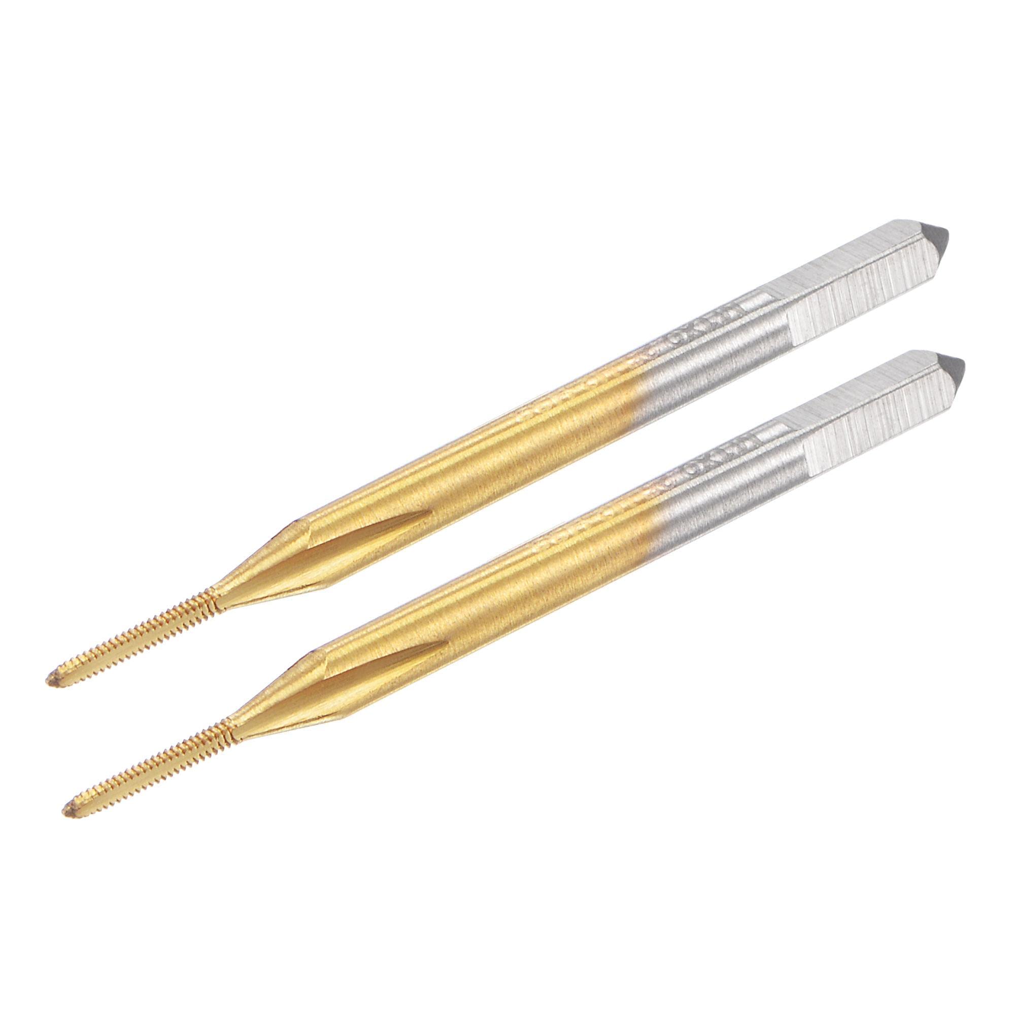 uxcell Thread Milling Tap Metric M1 x 0.25, Titanium Coated Cobalt HSS (High Speed Steel) 3 Straight Flutes Machine Micro Screw Threading Tap for Watches and Clocks, 2pcs-picture-24