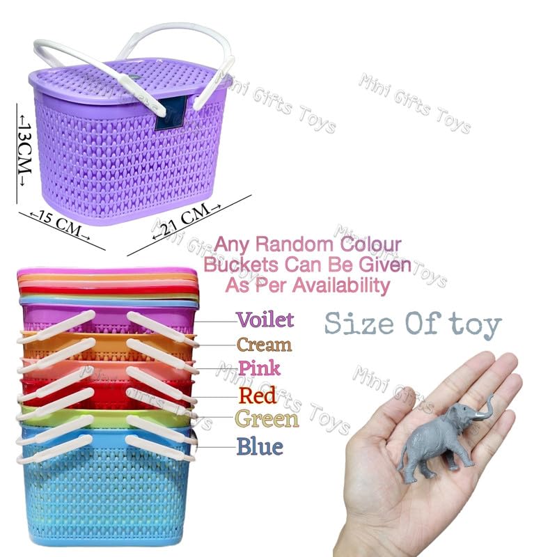 Image of BABRO - Animal Toy Set for Kids, Bucket with Farm and Wild Rubber Animal Toy Set (16 Pcs)