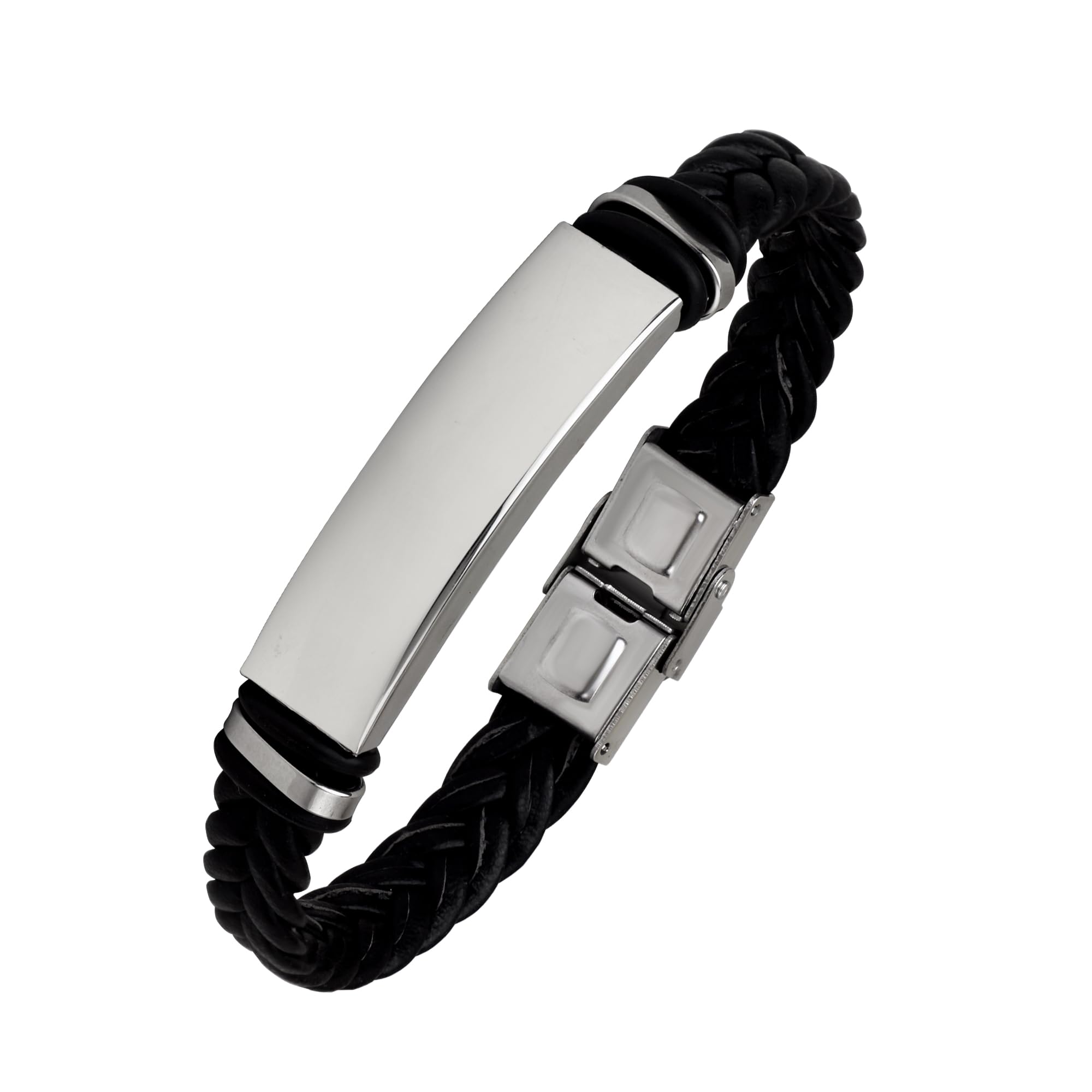 Atasi International Stainless Steel Black Silicone Belt Bracelet for Men and Boys for Daily Use & Casual Outings - Unique Design, Stylish and Comfortable Bracelet (BR91) (B0D76VJ89C) Amazon Price History, Amazon Price Tracker