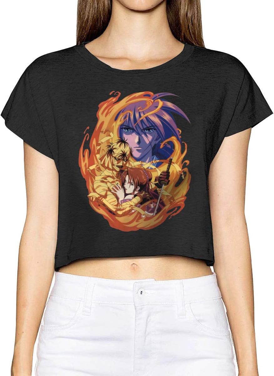 Rurouni Kenshin Women Short Sleeve T-Shirt Summer Sexy Casual Round Neck Basic Crop Top