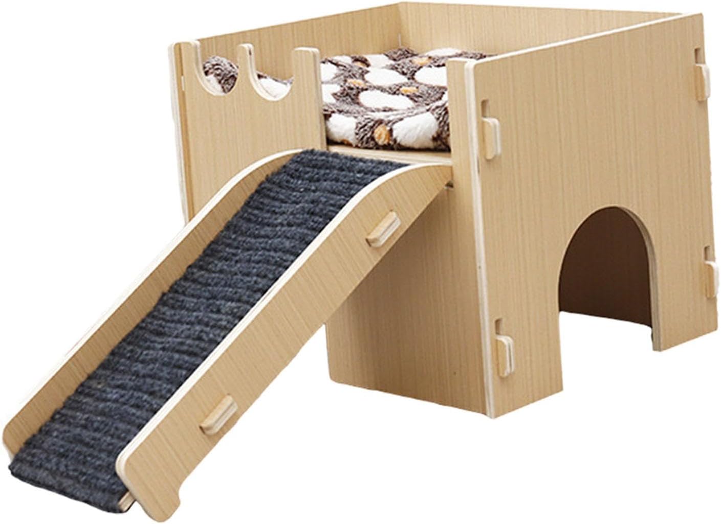 Wooden Guinea Pig Hideout Hamster House with Stairs Wooden Castle Cage Habitat Decor for Gerbil Rat Bunny Chinchilla Squirrel