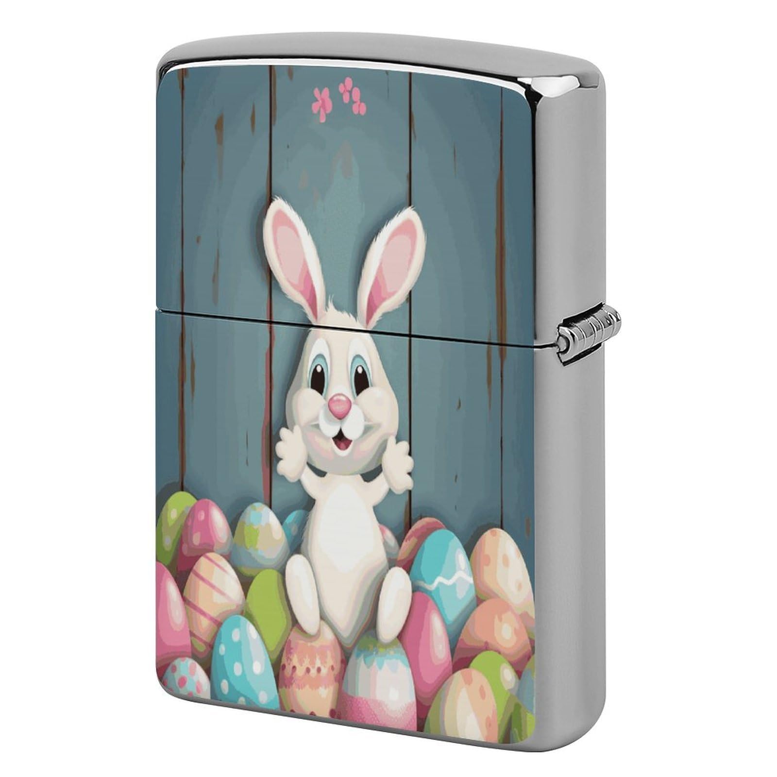 Happy Easter Eggs Bunny Tail Metal Lighter Case Sleeve Cover Holder