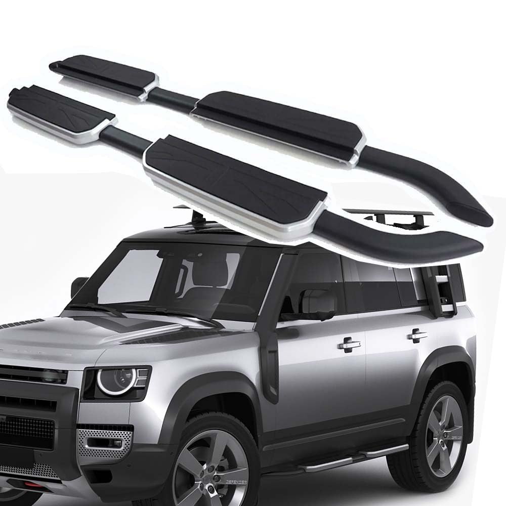 Pedane fisse adatte per Land Rover Defender 110 130 4 porte L851 2020-2025 pedane laterali tutte le barre nerf in alluminio nero lucido, nero lucido con staffe