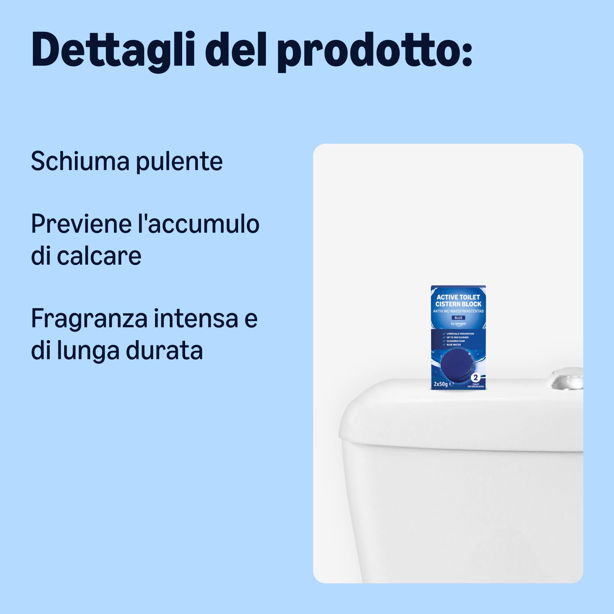 by Amazon Blocco per cassetta WC, 1 pezzo, colore: blu