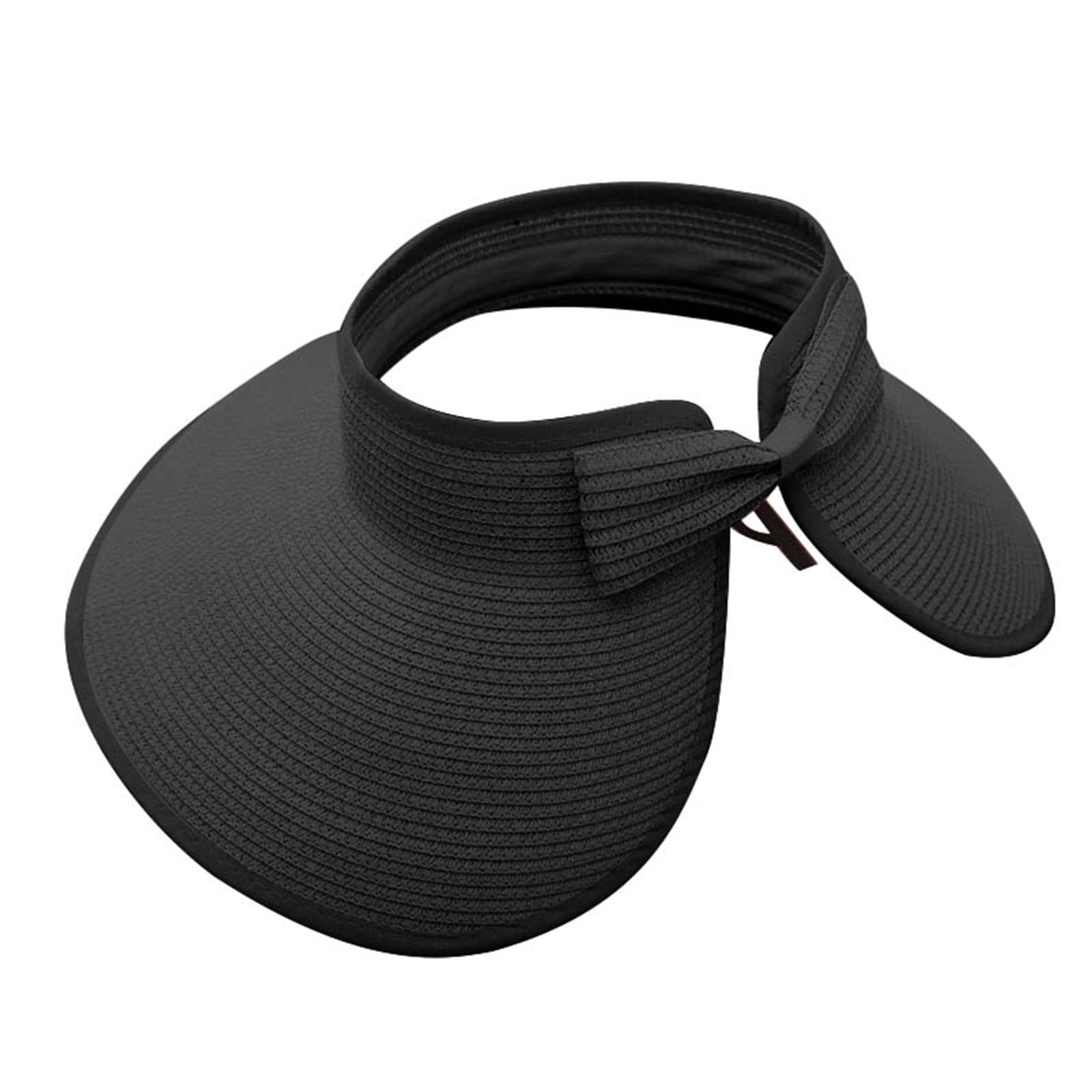 GenericGorra para mujer con visera ancha, visera de paja, visera de playa plegable, sombrero de playa de verano para enrollar