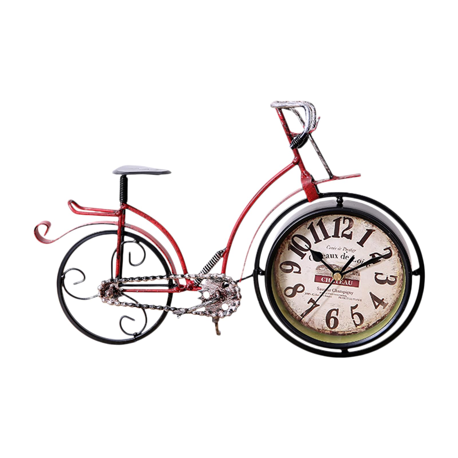Ekoama Desk Clock Table Bike Clock Silents Metal Desktop Clocks for Offices Home Bedroom Decors Quartzs None Ticking Clocks