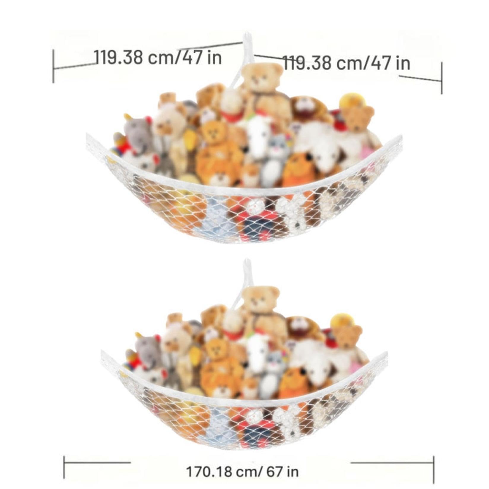 Stuffed Animal Hammock, Corner Hanging Organizer, Plush Toy Storage, Stuffed Animal Storage, Kid Bedroom Decor Boho Organizer, Easy to Hang Plushie Net for Cute Room, Bedroom & Home Decor (White)