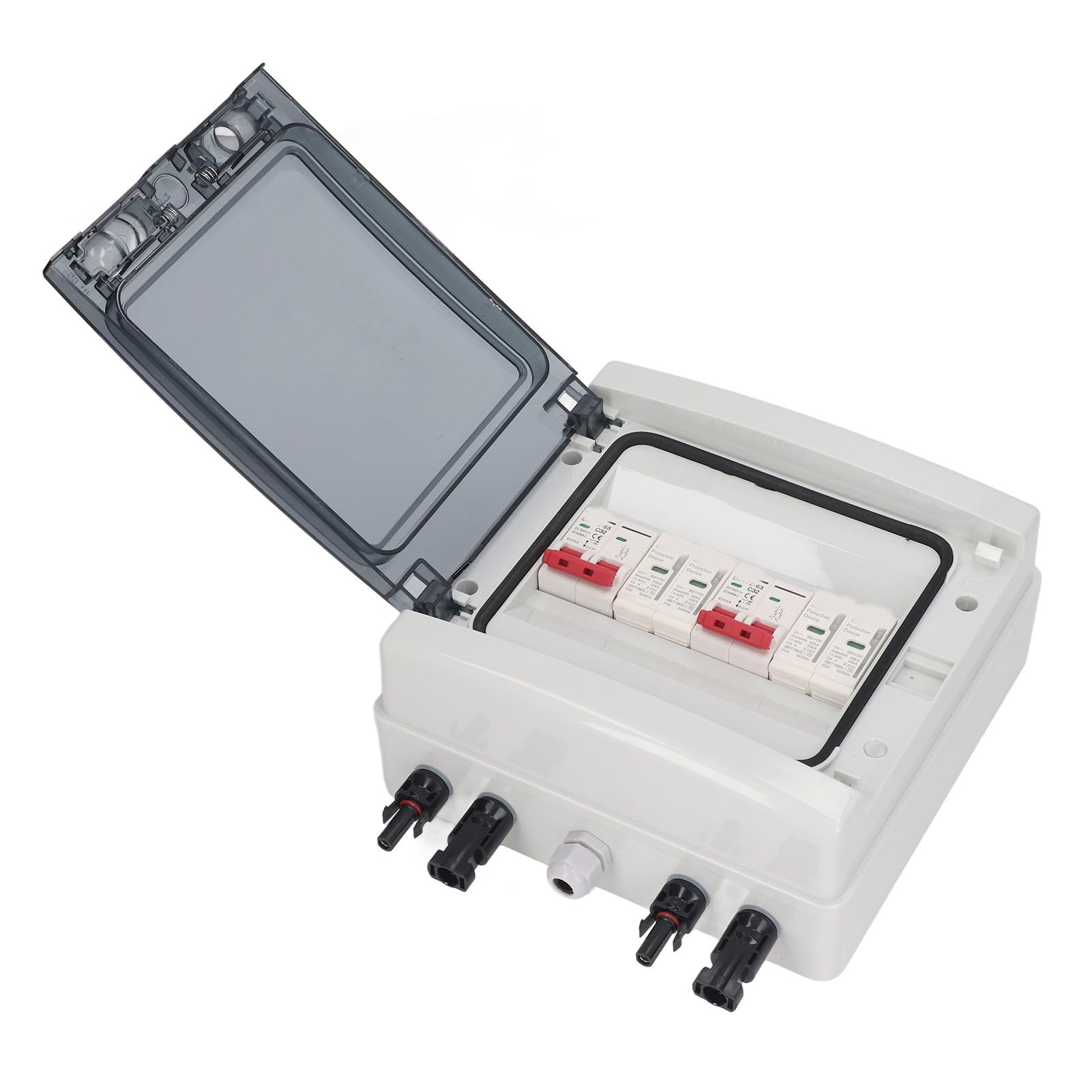 Generic Wyłącznik Fotowoltaiczny DC 500 V 32 A IP65 Wyłącznik Izolacyjny z Pudełkiem do Ochrony Słonecznej, Wodoodporny Ogranicznik przepięć do Systemów Solarnych Poza siecią