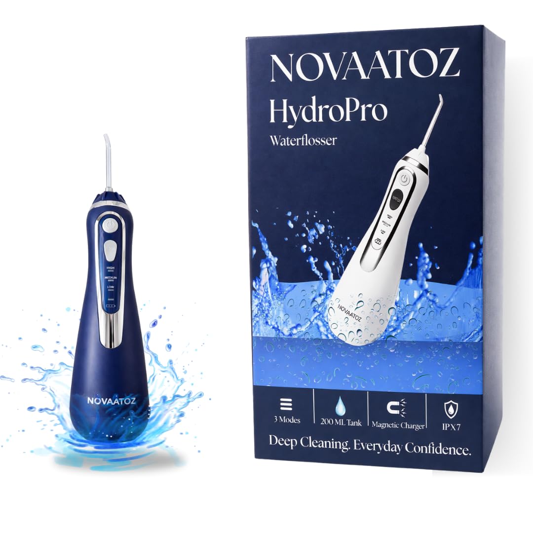 HydroPro Cordless Water Flosser for Teeth Gums Portable Rechargeable Oral Irrigator Waterproof Dental Cleaner Deep Cleaning for Braces