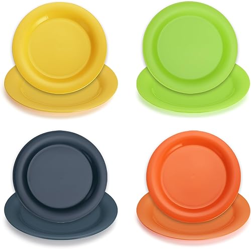 Evanda Platos de plástico de 8 piezas, platos llanos de 7.5 pulgadas, irrompibles y reutilizables para todos los propósitos y todas las edades, sin