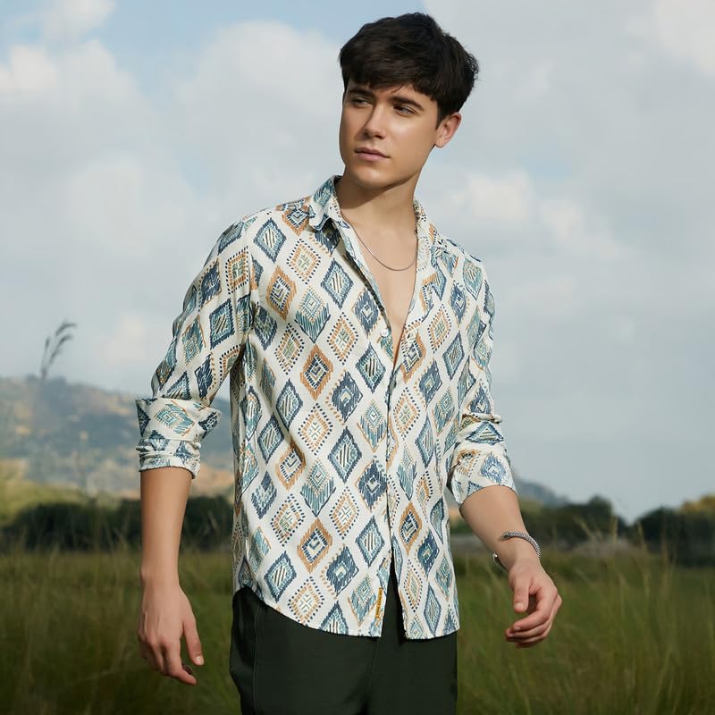 Image of CAHOOT Men's Shirt for Casual Wear | Spread Collar | Long Cuffed Sleeves | Button Closure | Shirt Crafted with Comfort Fit for Everyday Wear