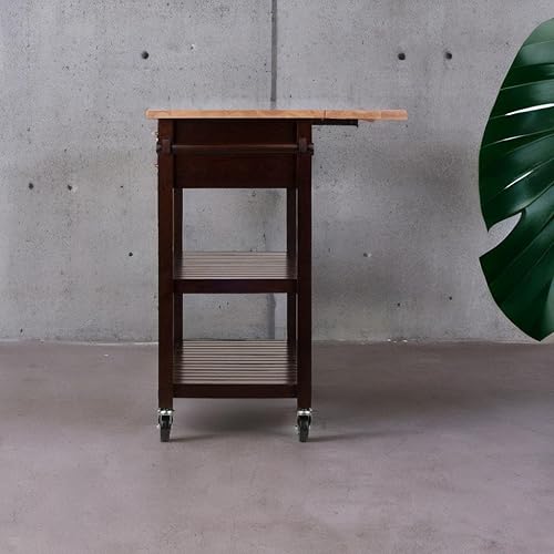 Miniatura 3 de Ergode Wood Langdon Drop Leaf - Carrito de cocina con estilo, práctico, amplio almacenamiento