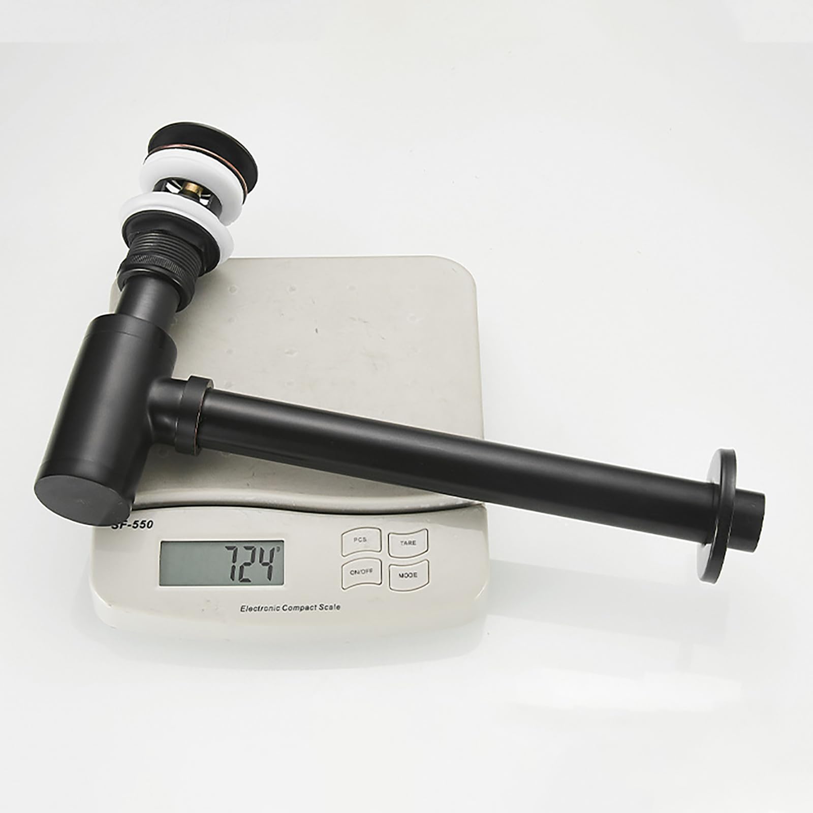 Siphon Waschbecken Mit Überlauf,Pop Up Ablaufventil,Geruchsverschluss,Verstellbares Abflussrohr,Bächlein Siphon Für Die Küchenspüle,Messingmaterial,Schwarz