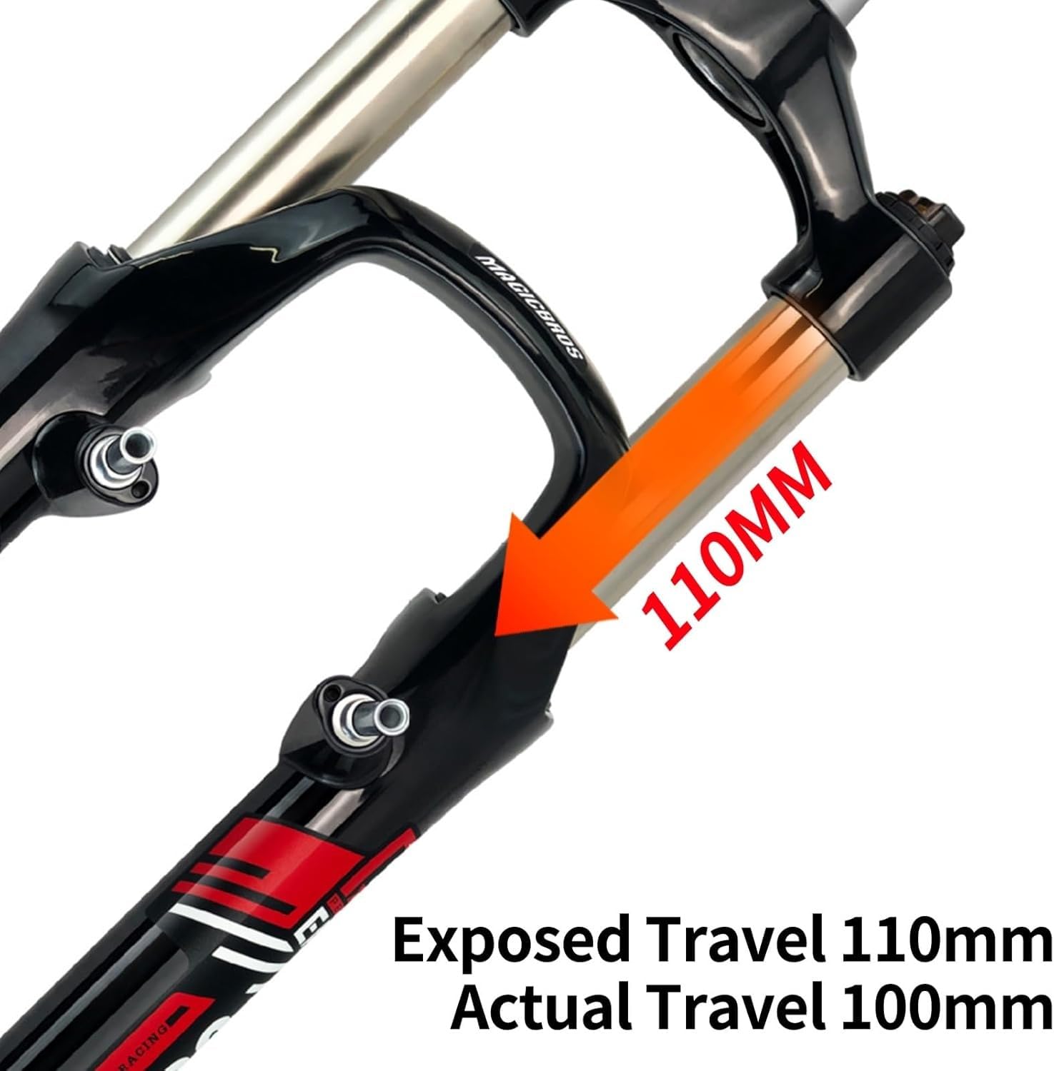 Fourche Avant de vélo à Suspension VTT 26 Pouces, débattement de 1-1/8 Pouce, Freins à Disque/V-Brake de 100 mm, Blocage Rapide 9 mm, Commande à l'épaule F,26in