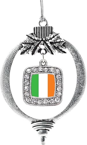 Miniatura 181 de Inspired Silver - My Vintage Initials - Adorno con dije de letra J - Adornos navideños cuadrados de plata con joyas de circonita cúbica