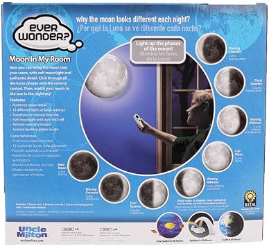 Uncle Milton Moon in My Room - 12 Light-Up Lunar Phases, Remote Control or Automatic, STEM Toy, Great Gift for Boys & Girls Ages 6+