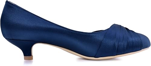 Miniatura 3 de ElegantPark - Zapatos de novia, puntera cerrada, talón cómodo, diamantes de imitación, satén