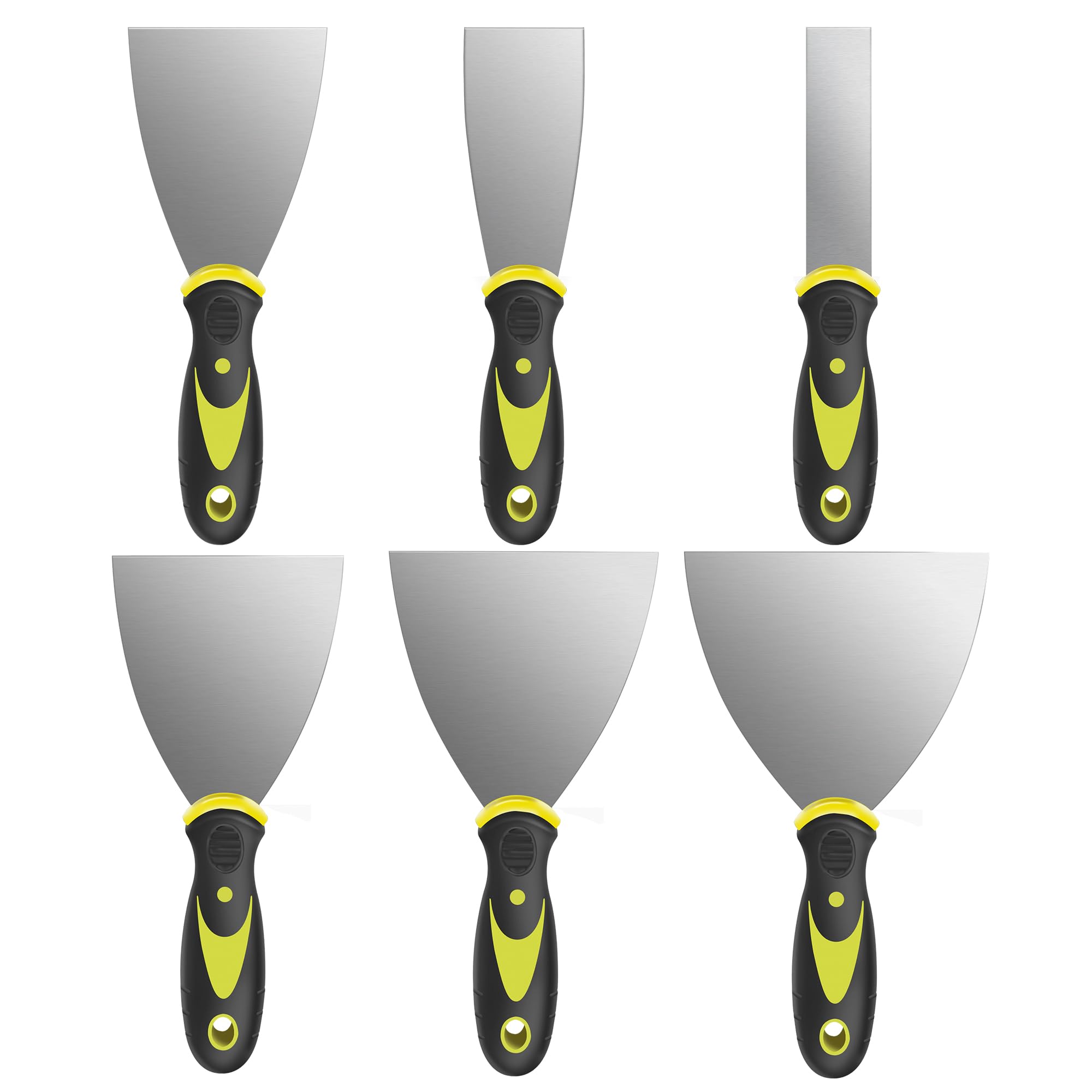 ‌SZWLJ 6 PCS（ 1" to 6" ） Stainless Steel Wallpaper Scraper Putty Knife Set - Ergonomic Scraper Tools, Paint Scraper for Wall Repair, Paint Removal & Home Maintenance