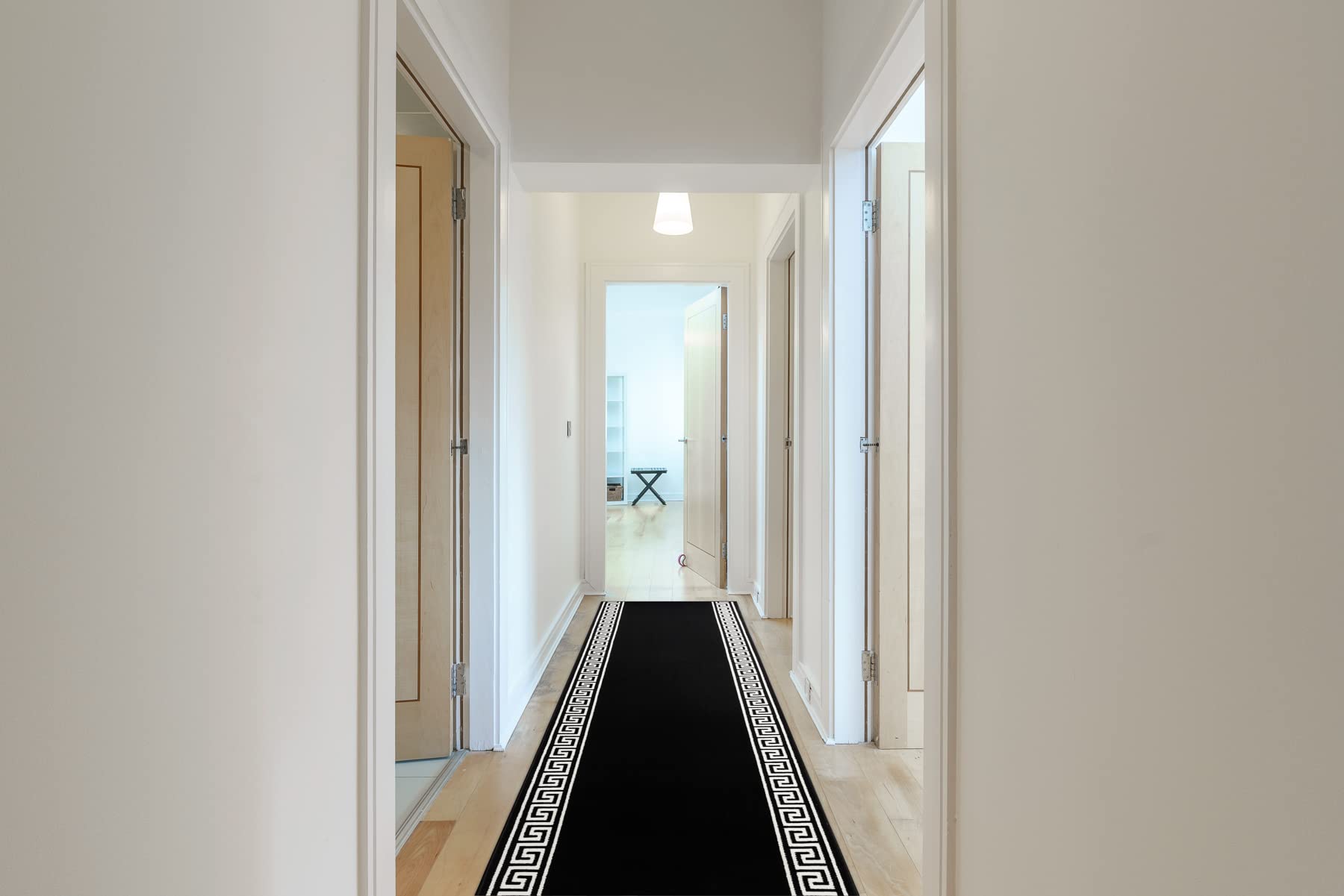 rugsx Läufer BCF MORAD Grek - Griechisches Muster in Schwarz - Matte für Flur, Küche & Eingangsbereich - Teppichläufer 100x250 cm