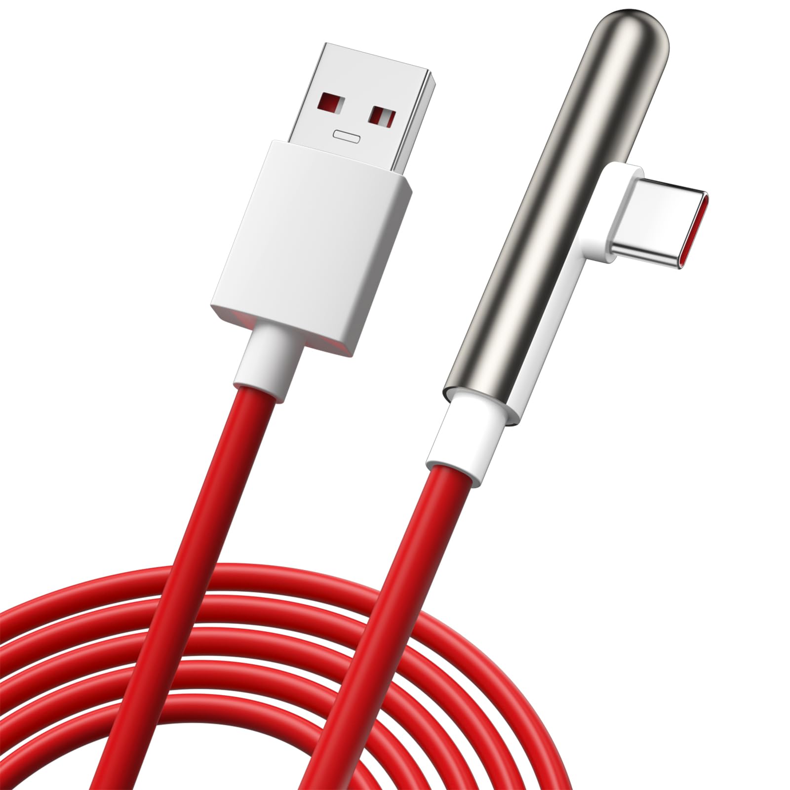 ACANDYA Cavo Tipo C 80W SUPERVOOC 1,8m Con Connettore A L 90° Per OPPO, OnePlus, Realme - Ricarica Rapida E Sincronizzazione Dati Per Find, Reno, Nord, GT (Nero)