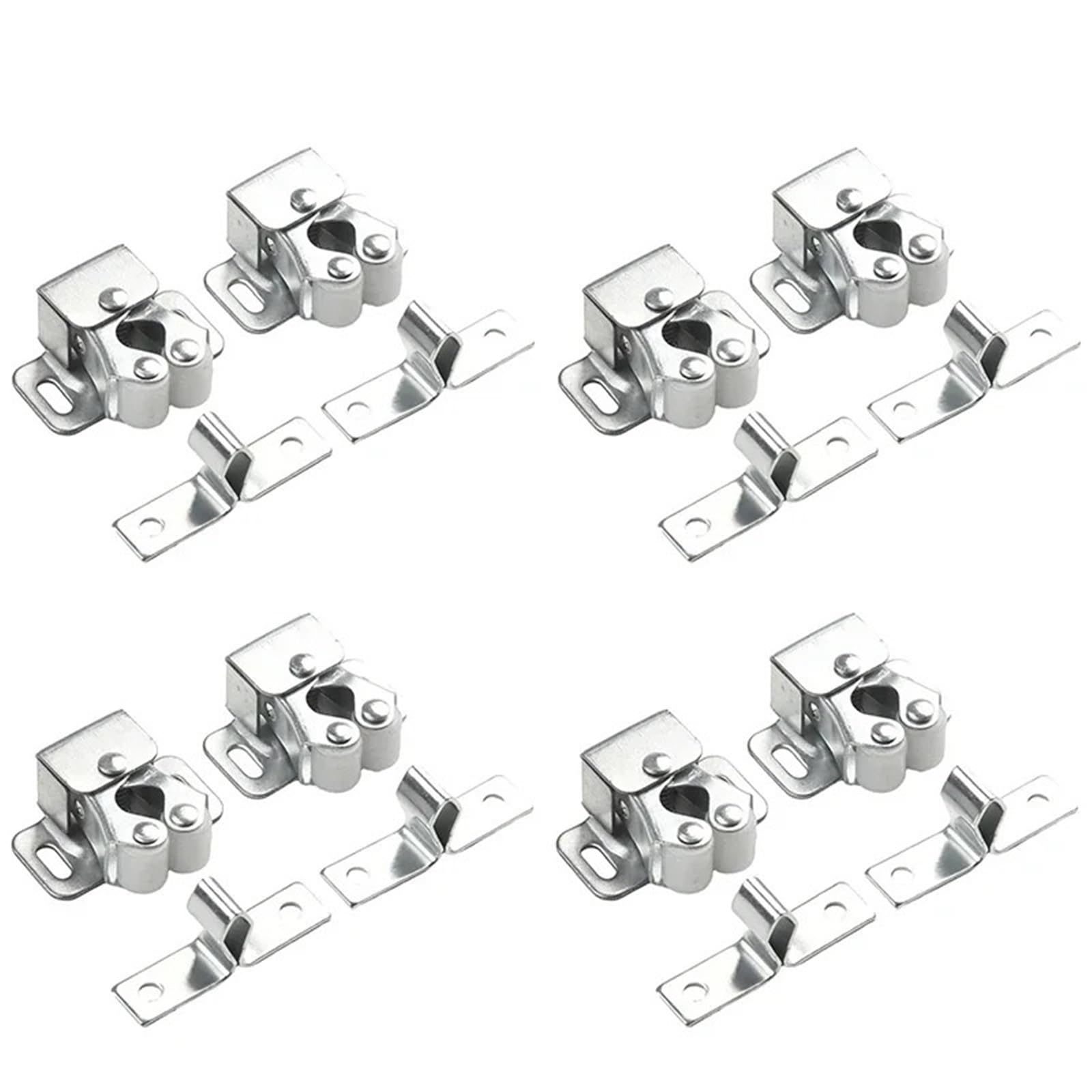 Cierre magnético de doble rueda con resorte y cierre fijo for puerta de armario, 2/4/8 piezas(Silver 8 pairs)