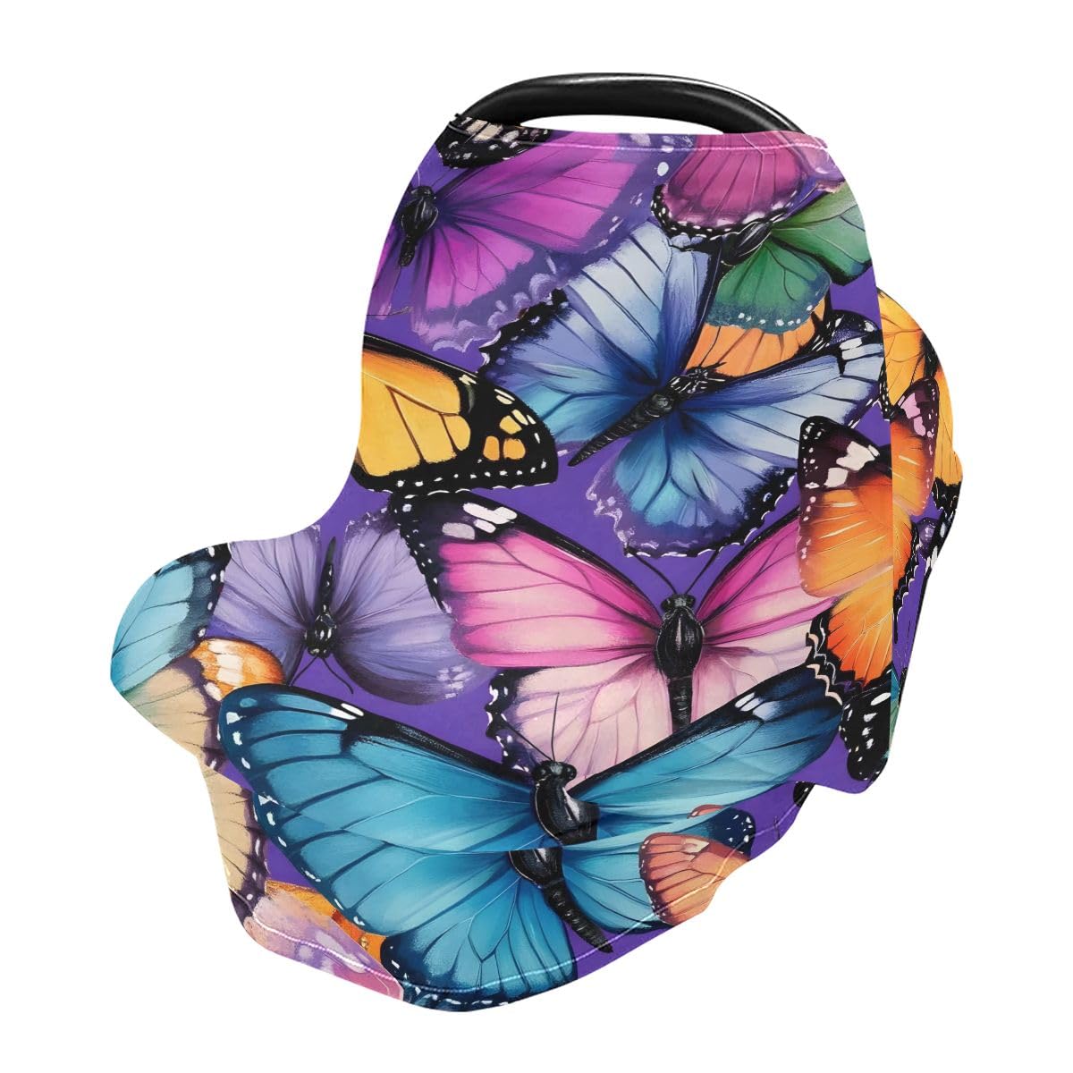 Baby Car Seat Canopy Covers Nursing Cover Stretchy Boys Girls Cute Butterfly Carrier Cover Breastfeeding Cover Breathable
