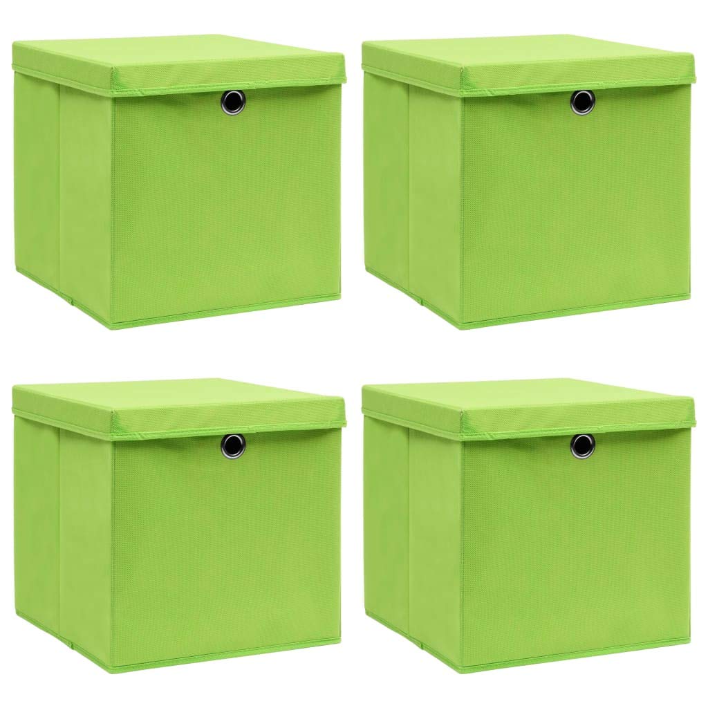 ShGaxin Scatole con Coperchi 4 pz Verdi 32x32x32 cm in Tessuto,Antipolvere,Scatole con Coperchi,Scatole,Forniture Domestiche-288370