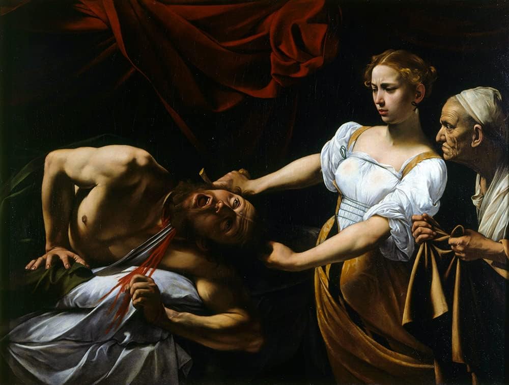 ArtDirect Caravaggio 18x15 Gold Ornate Frame and Double Matted Museum Art Print Titled - Judith Beheading Holofernes (1599)