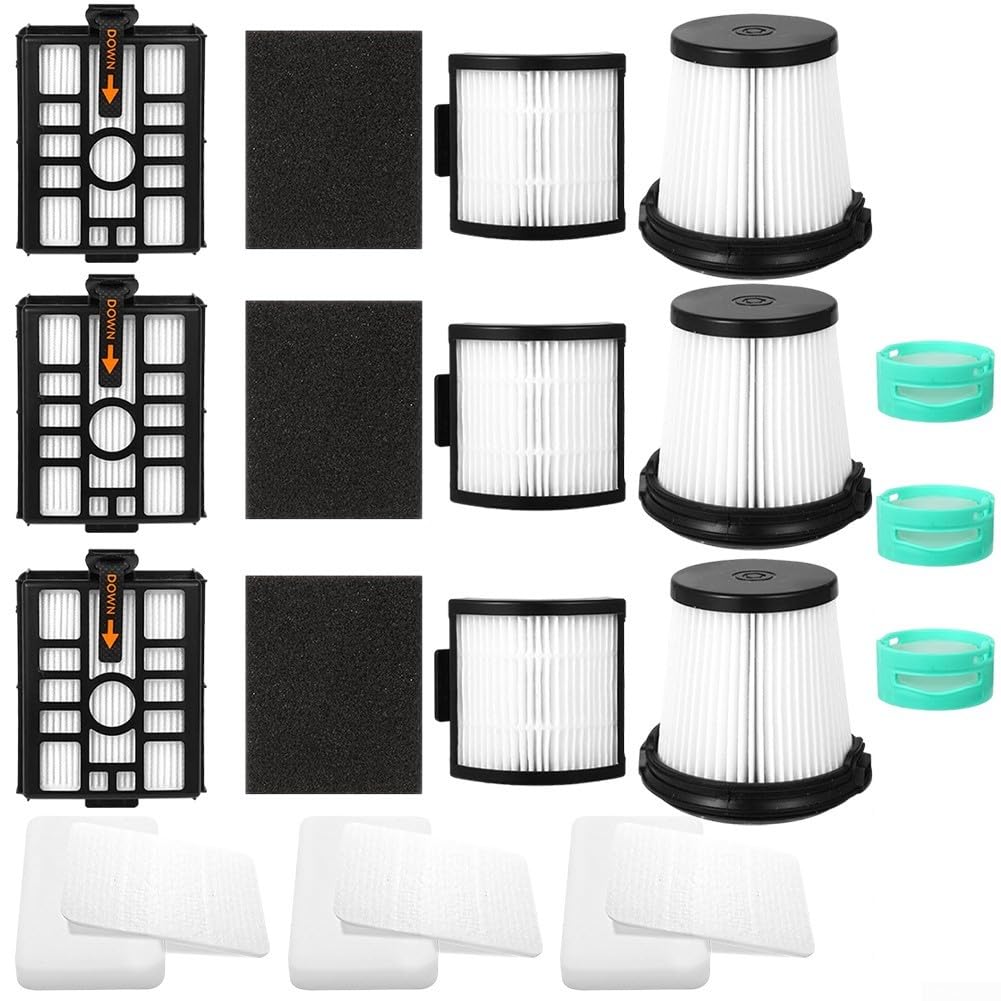 Filtry zamienne pasują do bezprzewodowego odkurzacza Shark IW3511 Detect Pro, zawiera 3 filtry przedsilnikowe, 3 filtry, 3 filtry piankowe i filcowe, 3 filtry HEPA, 3 wkłady neutralizujące
