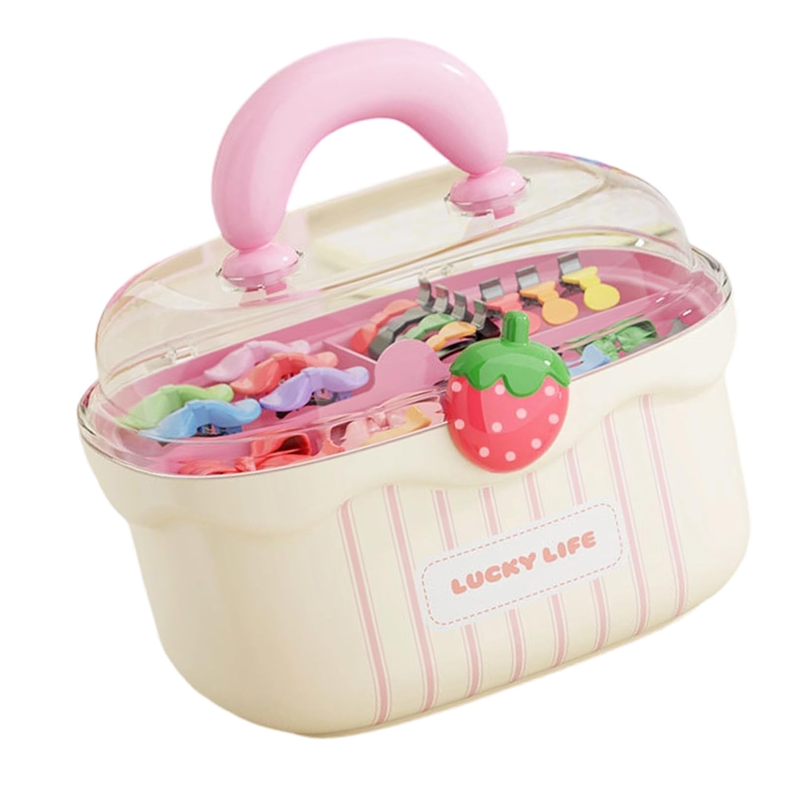 Kaeltsyn Kids Hair Accessories Double Layer Storage Container Portable Transparency View Quick Access Solution Double Layer Storage Box