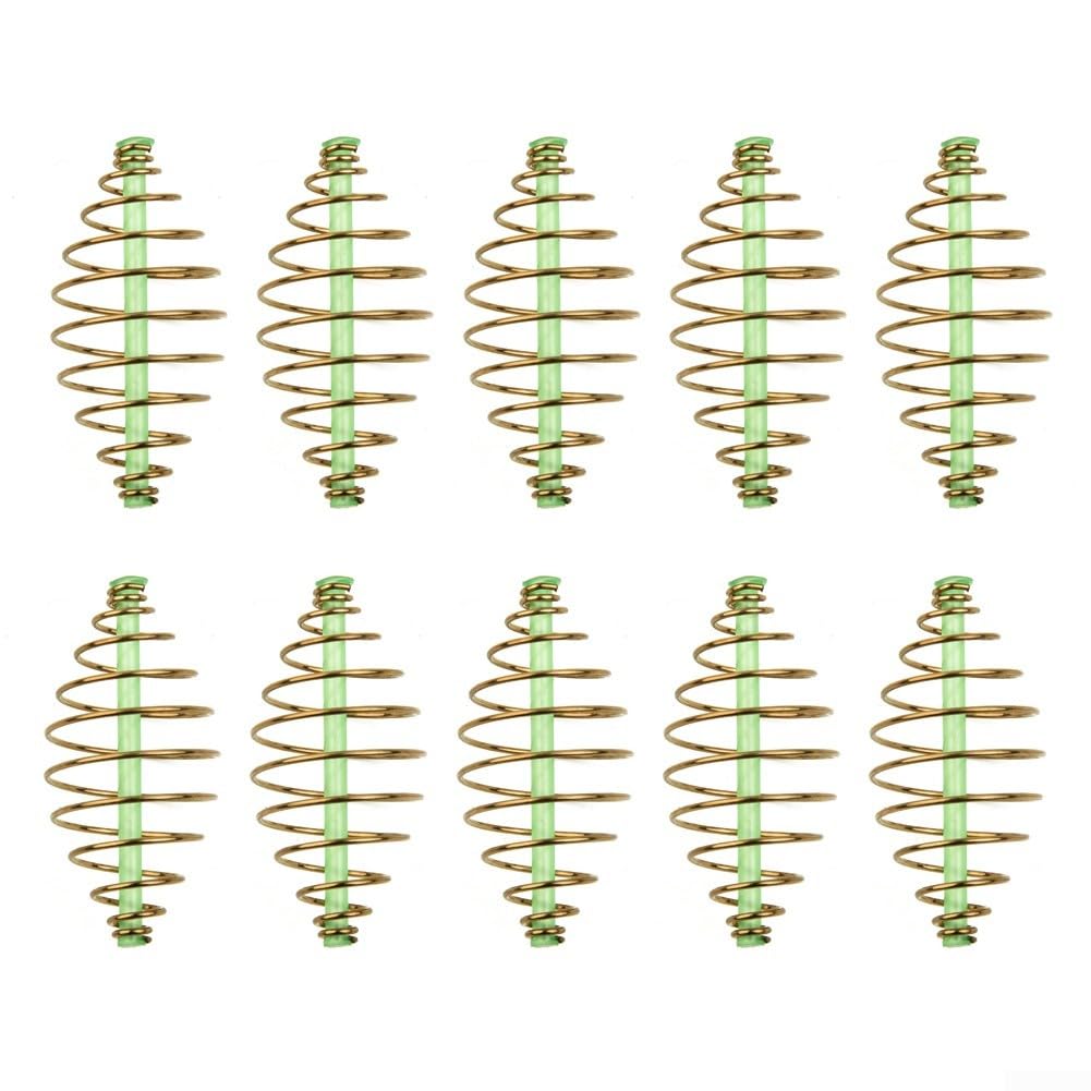 Set of 10 Carp Fishing Inline Spring Feeders Bait Cages with Strong Wire Arms for Coarse Fishing Terminal Tackle to Attract Bigger Fish Effectively (5.5cm)
