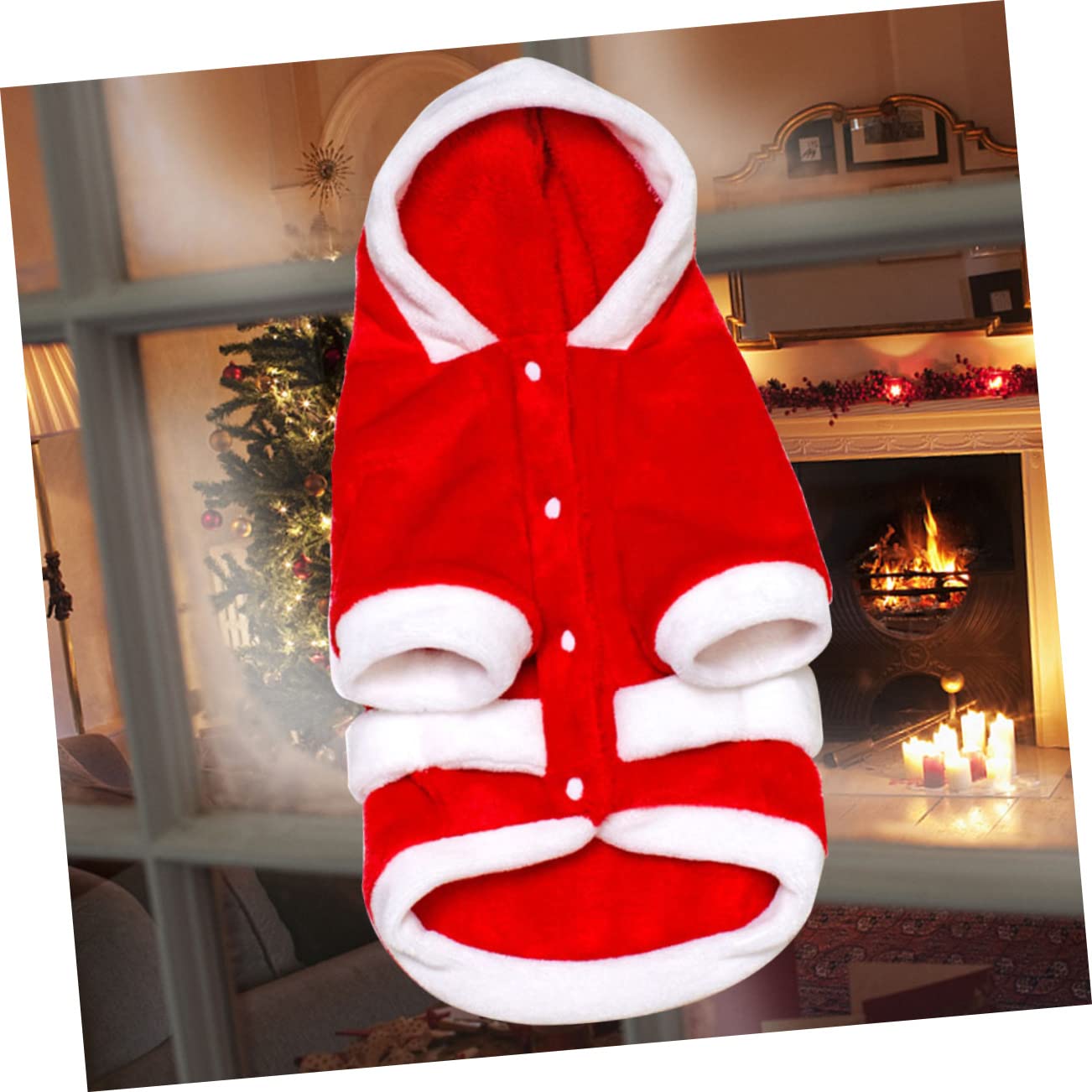 HMJGDHX 3 Pezzi Cappotto Natalizio in Flanella per Cani Abbigliamento Invernale Caldo con Cappuccio per Animali Domestici per Cani Vestito da Festa di Natale
