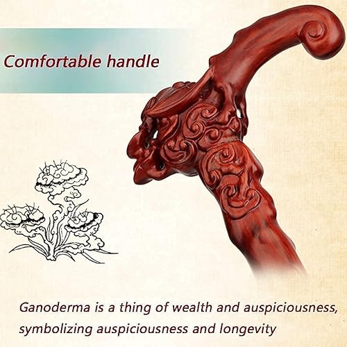 Miniatura 4 de VejiA Bastones para caminar bastones de mano pasamanos ligeros,Bastones auxiliares para ancianos,Tallado de Ganoderma Lucidum de longevidad, Comforta