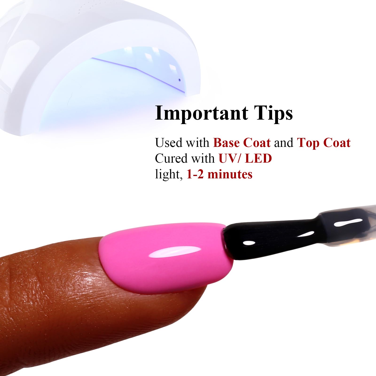 Close-up of the vibrant bright pink Ozzeal gel polish bottle and applicator.