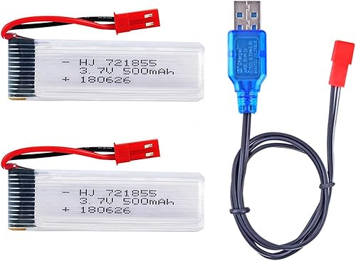 2 unids 3.7 V 500 mAh 25C 721855 JST Plug batería recargable Lipo con 1S cargador USB para UDI U818A U817A U817 U818A-1 V959 V222 V929 RC Quadcopter