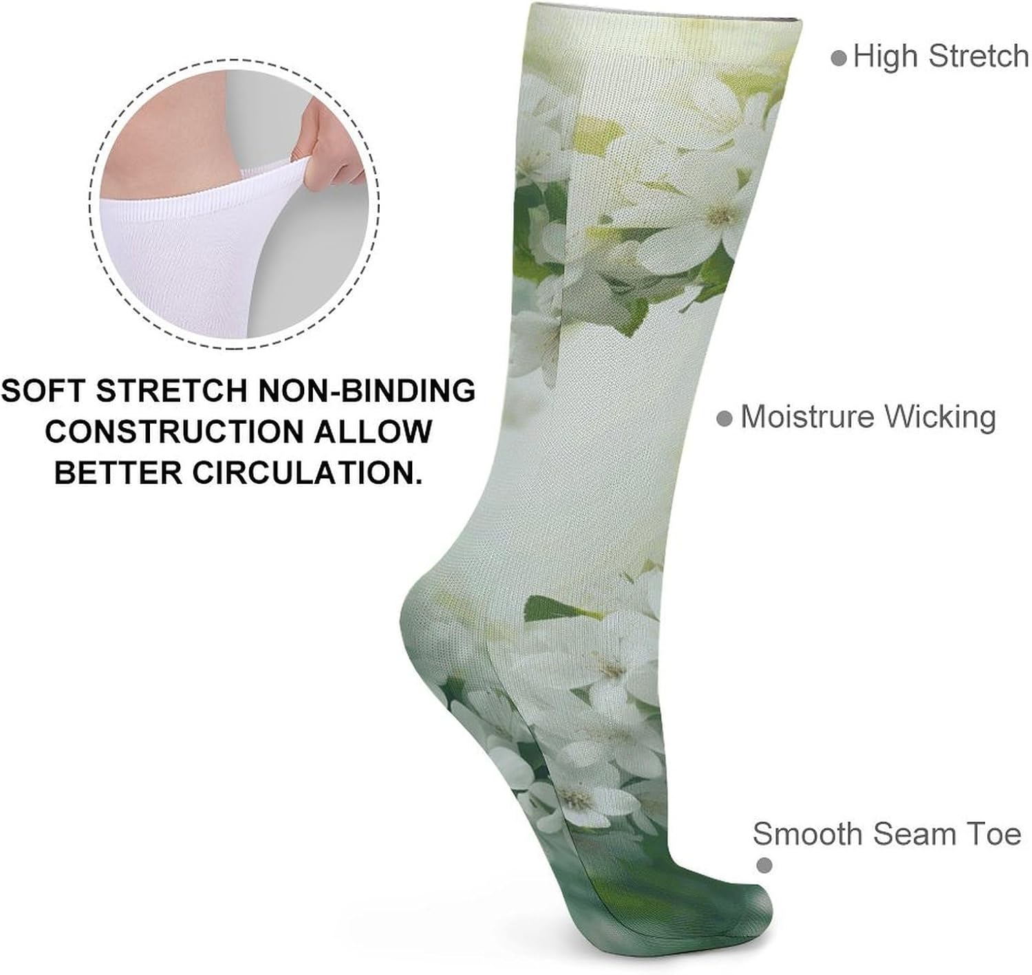 Many White Socks Warm Thick Cozy Crew Hiking Boot Socks Casual Knee High Sock for Women Mom