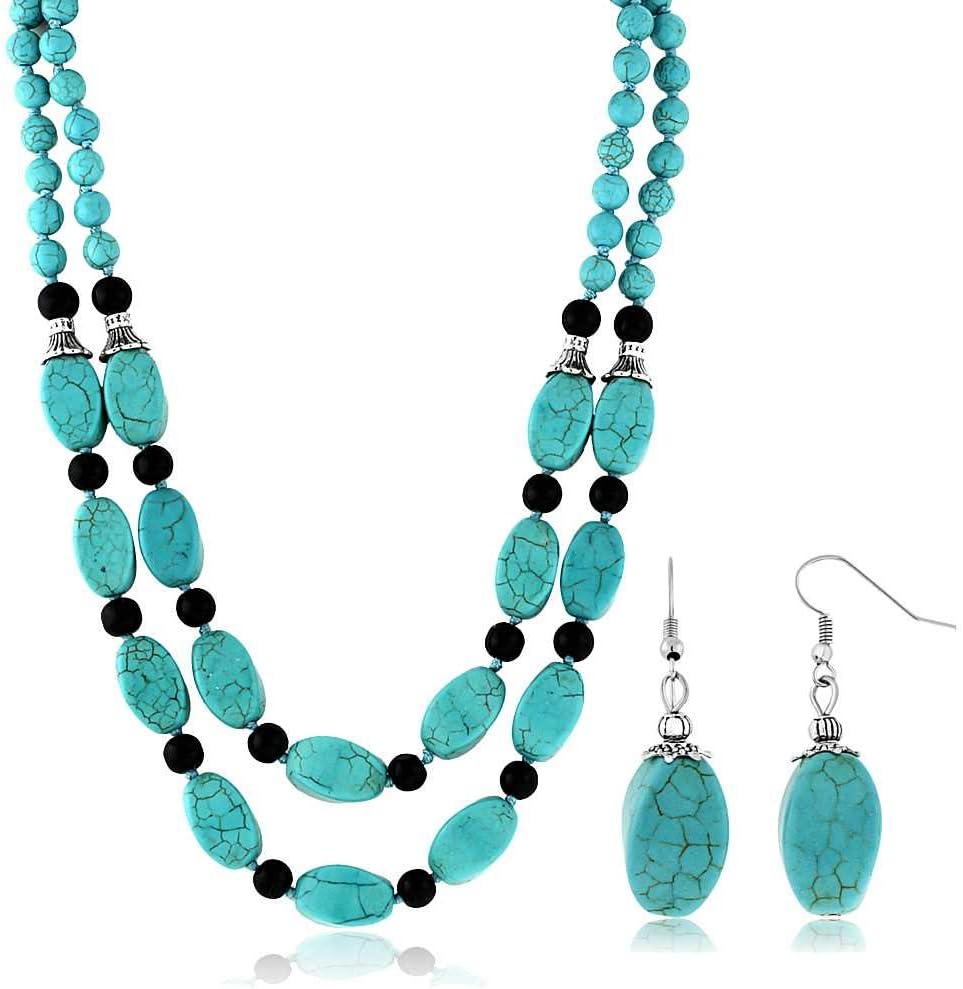 Gem Stone King Turquoise Double Necklace and Kuwait Ubuy