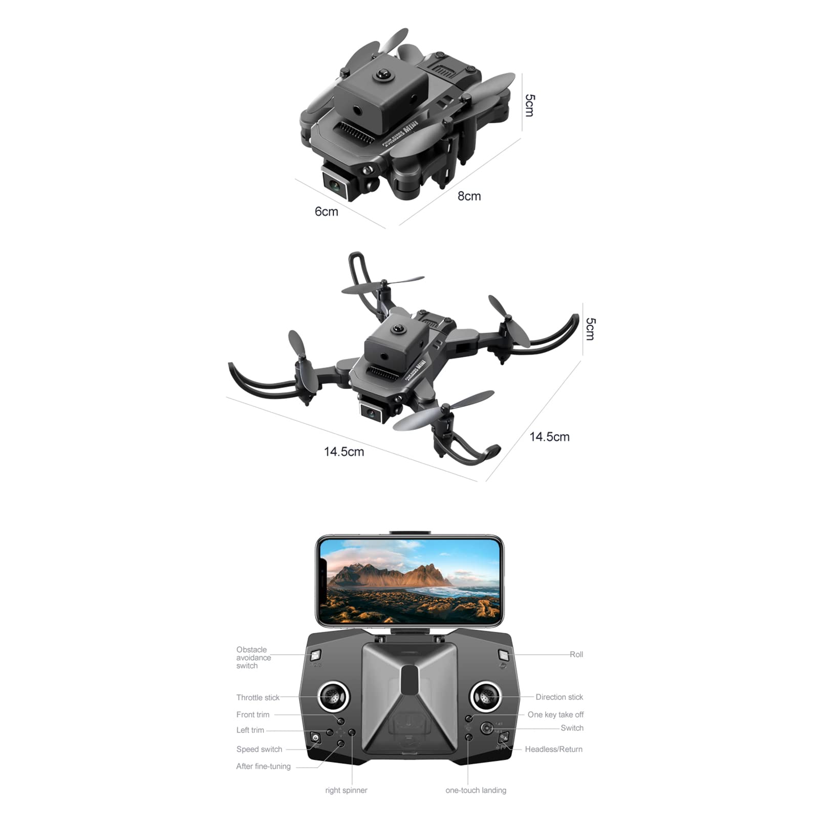 Mini Zdalnie Sterowany Dron, Zdalnie Sterowany Quadkopter, Z Podwójną Kamerą 4K HD, Lotem Po Trajektorii I Trybem Bezgłowym, 50-krotny Zoom, Dla Chłopców I Dziewcząt