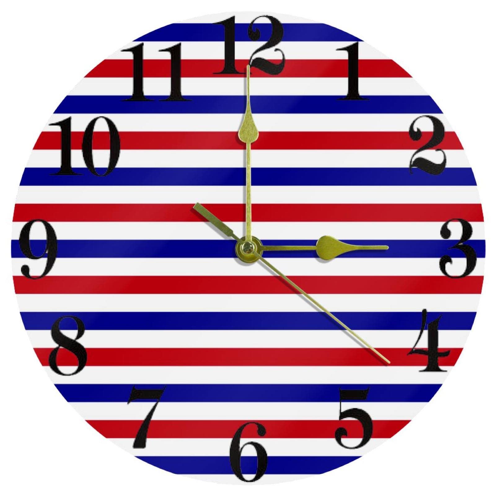 Horloge murale bleu marine et rouge 25 cm ronde et silencieuse