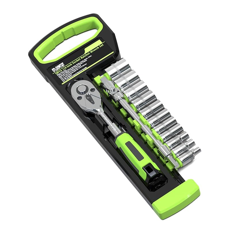 Jogo de Soquetes Métricos OTLOOMTBT com Catraca de 1/4 pol., 4 a 14 mm, 15 peças