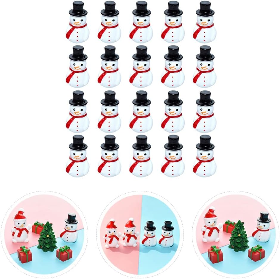 Angoily 120pcs Miniature Snowman Charms Xmas Ornaments for Holiday Decor Desktop Snowman Figurines Decorations for Home Micro Gardens