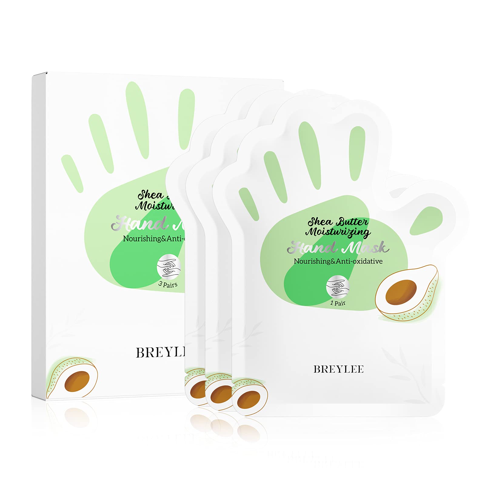 Hand Mask, BREYLEE Hand Mask Gloves |Shea Butter Hand Moisturizing Gloves | Hand Mask with Moisturizing/Refreshing | Shea Butter Hand mask for Moisturizing | Hand Spa Treatment for Rough Skin(3 Pairs)
