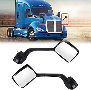 Chrome Truck Hood Mirrors Assembly With W/Mounting Kits for 2000-2017 KENWORTH T680,2010-2017 PETERBILT 579/587(2010-2017),Driver Side and Passenger Sides (A Pair)