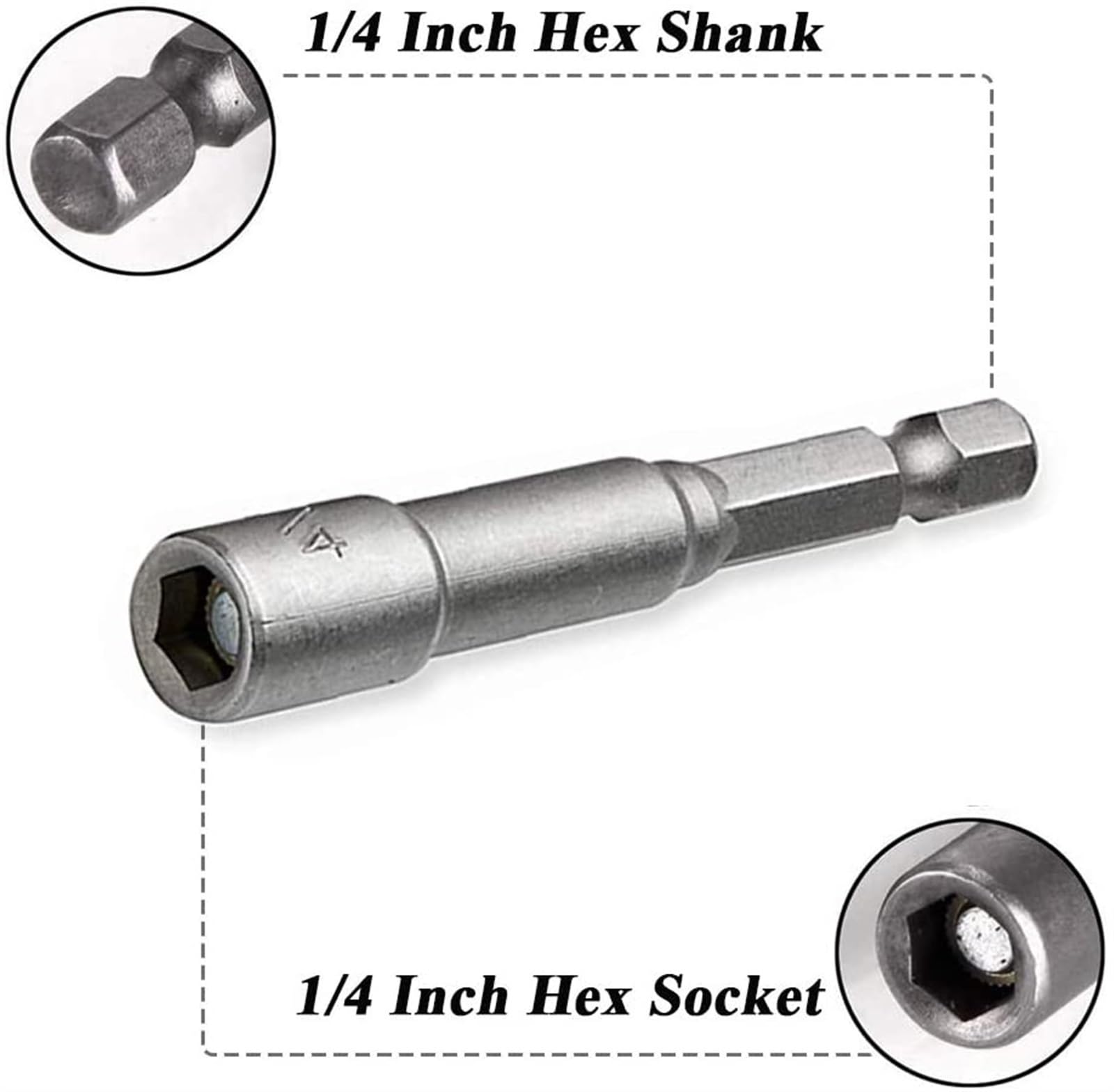 Destornillador de tuerca magnética con enchufe de impacto de 6mm-19mm, juego de llaves hexagonales de 1/4, adaptador de broca for taladros eléctricos, Kit de enchufe de controladores de imp
