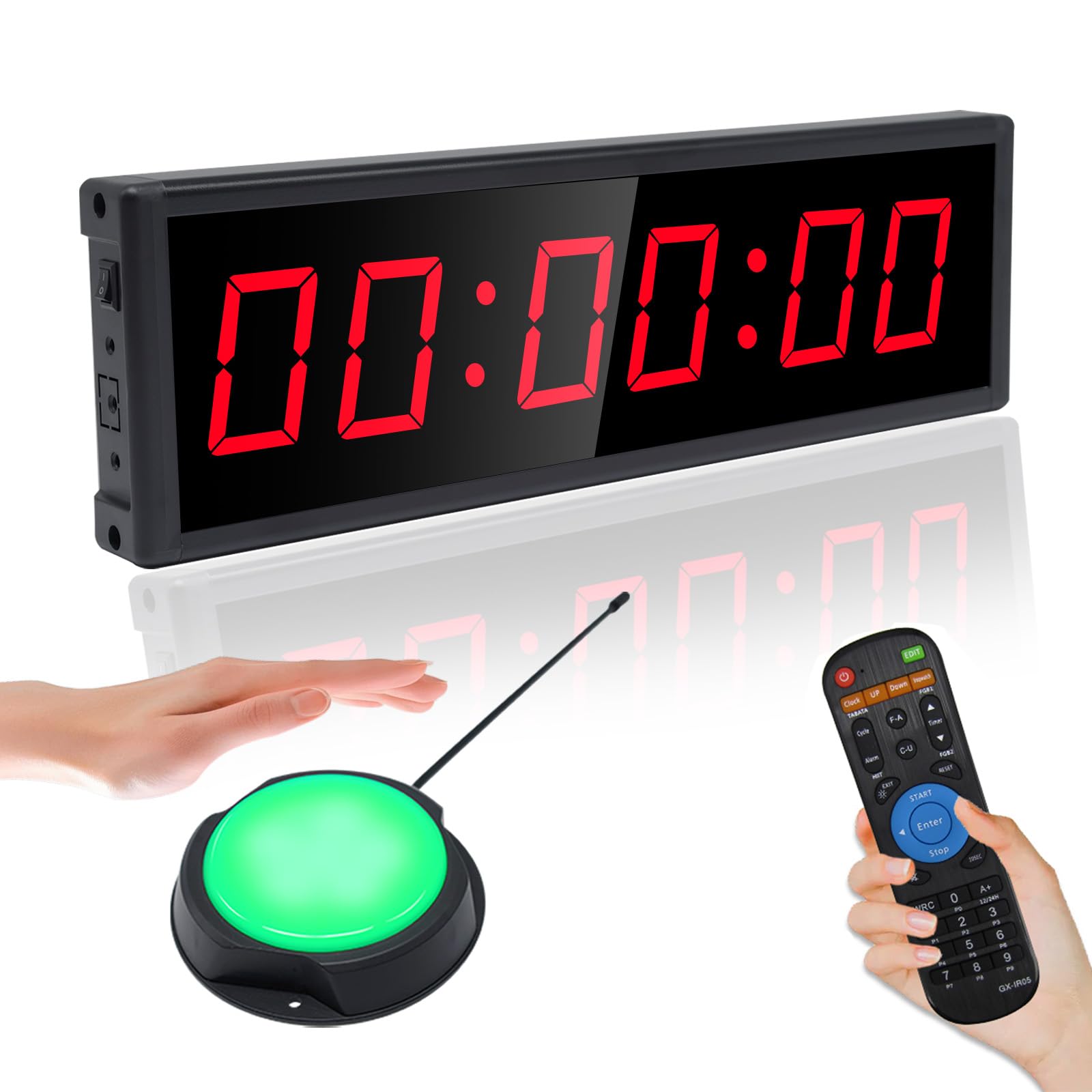 Timer digitale da palestra con pulsante di avvio/arresto wireless, timer a intervalli con telecomando per cronometro, conto alla rovescia, orologio digitale da parete per cornhole, giochi, sport