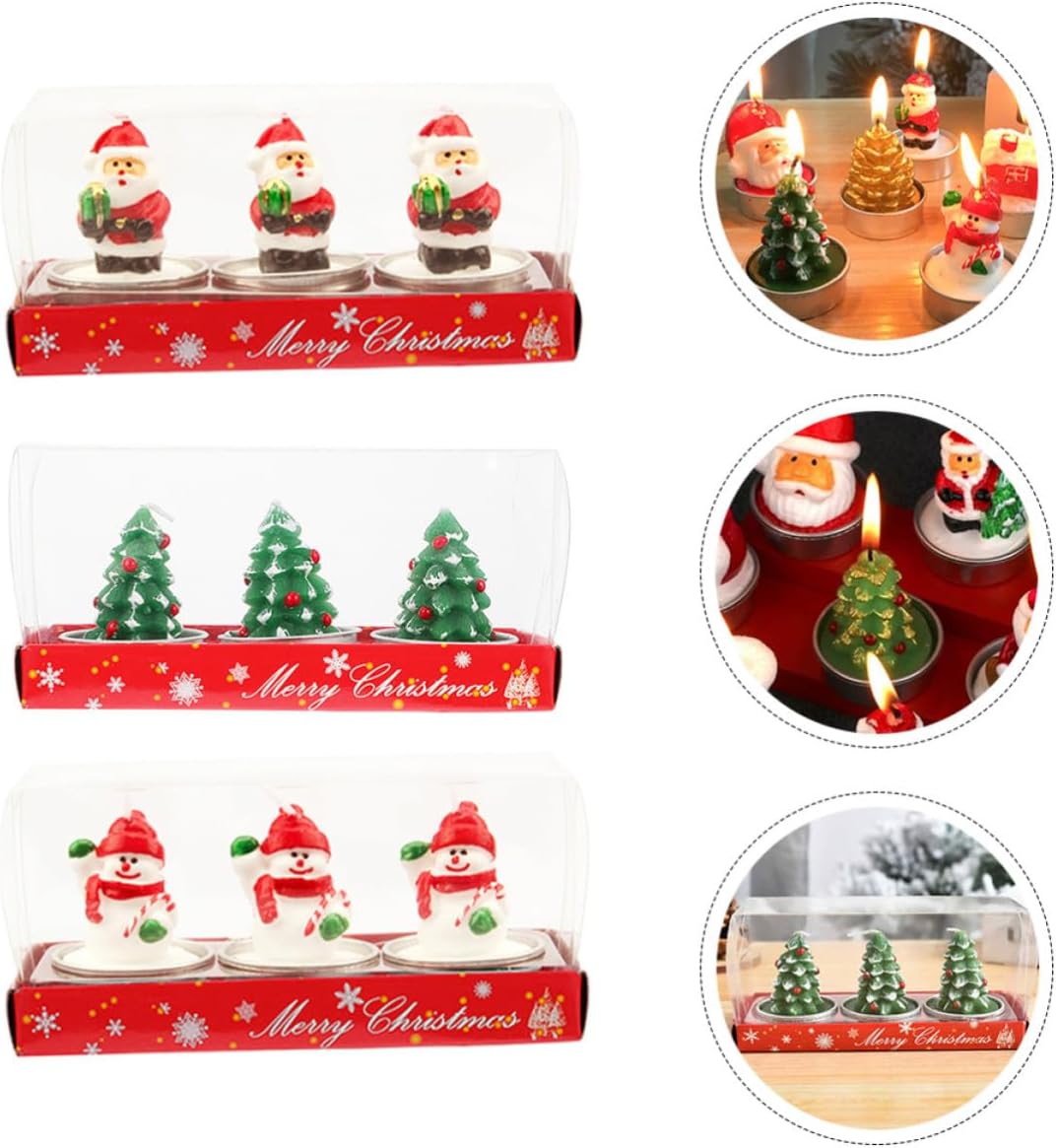9pcs Decorative Christmas Candles Set with Standing Figures Xmas
