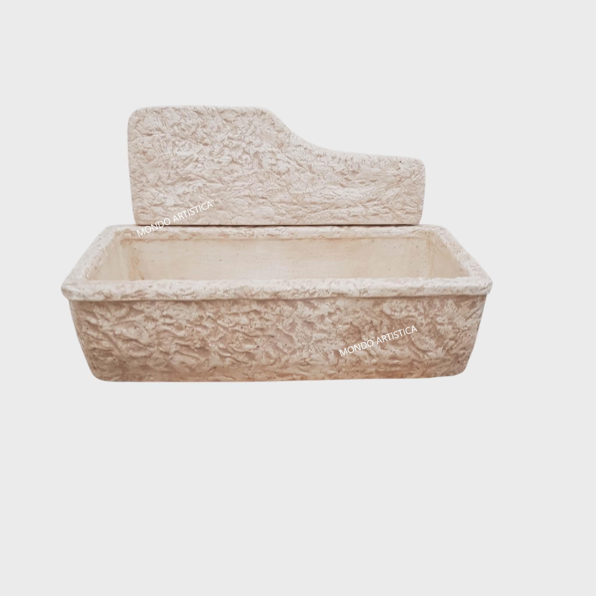 Lavello Lavandino In Cemento, Lavabo, Fontana, Vasca Unica Larghezza 80X40 Altezza 48 CM - Per Esterno Da Giardino Colore Sfumato rosa antico