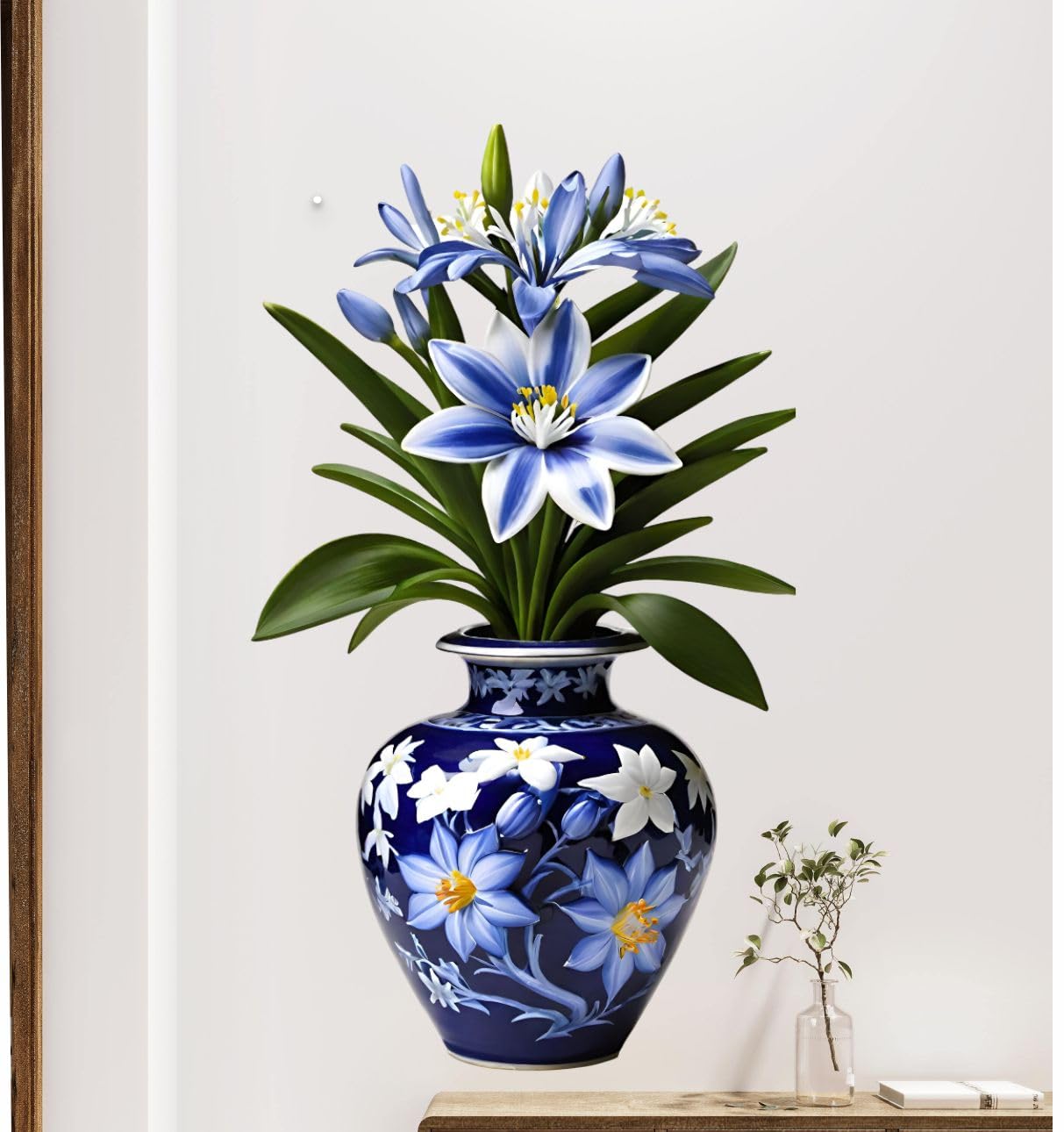 Buy Blue Floral Vase Wall Art Décor | Elegant Flower Pot Design